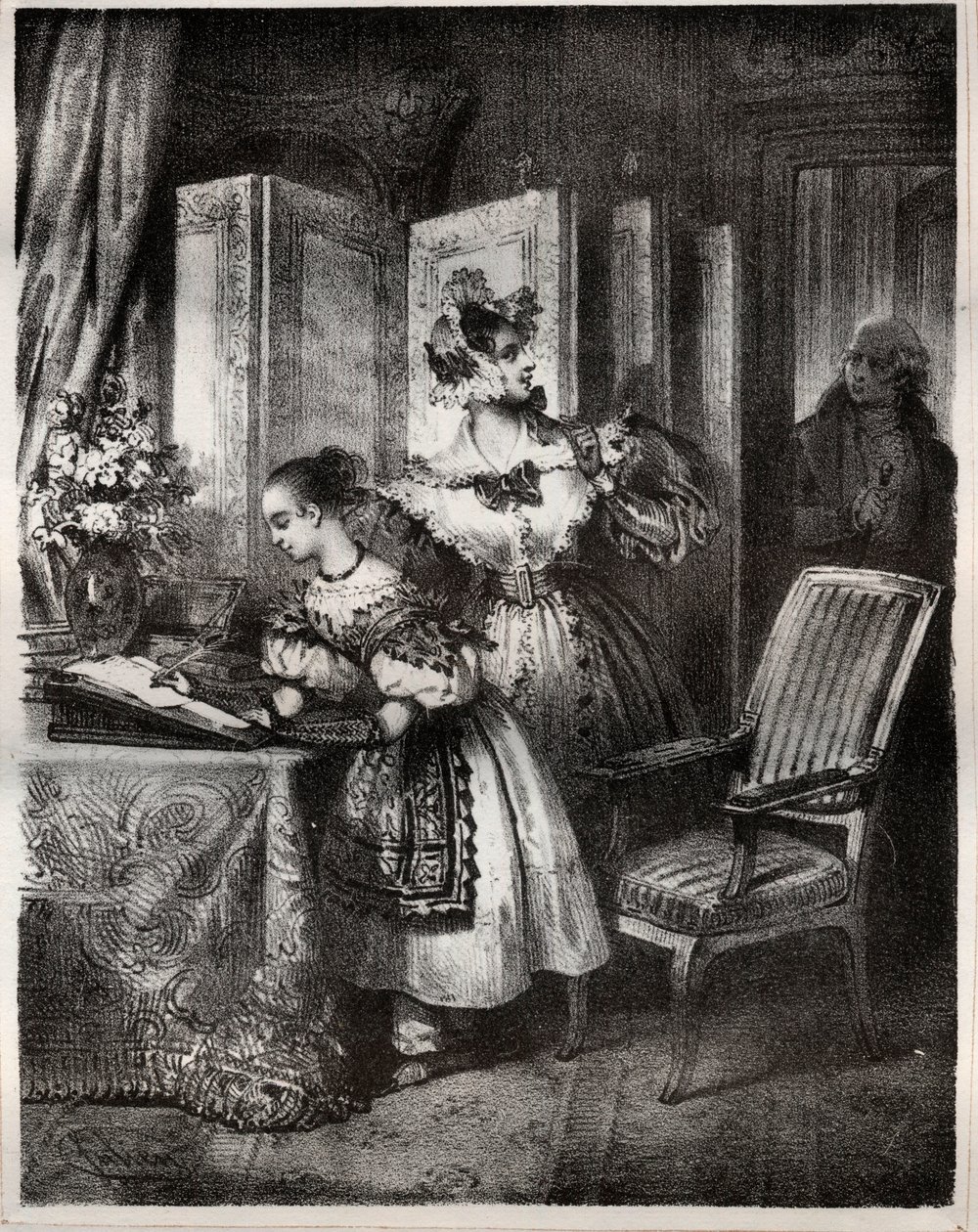 Gravyr från 1800-talet för romanen av Madame Cottin (Sophie Cottin Rostand) (1770-1807) "" Malvina"" - Privat samling av Unknown artist