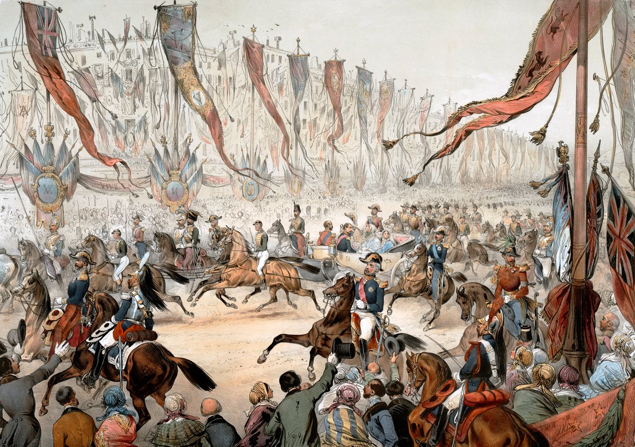 Entré till Victoria Queen of England i Paris i närvaro av Napoleon III 18 augusti av Unknown artist