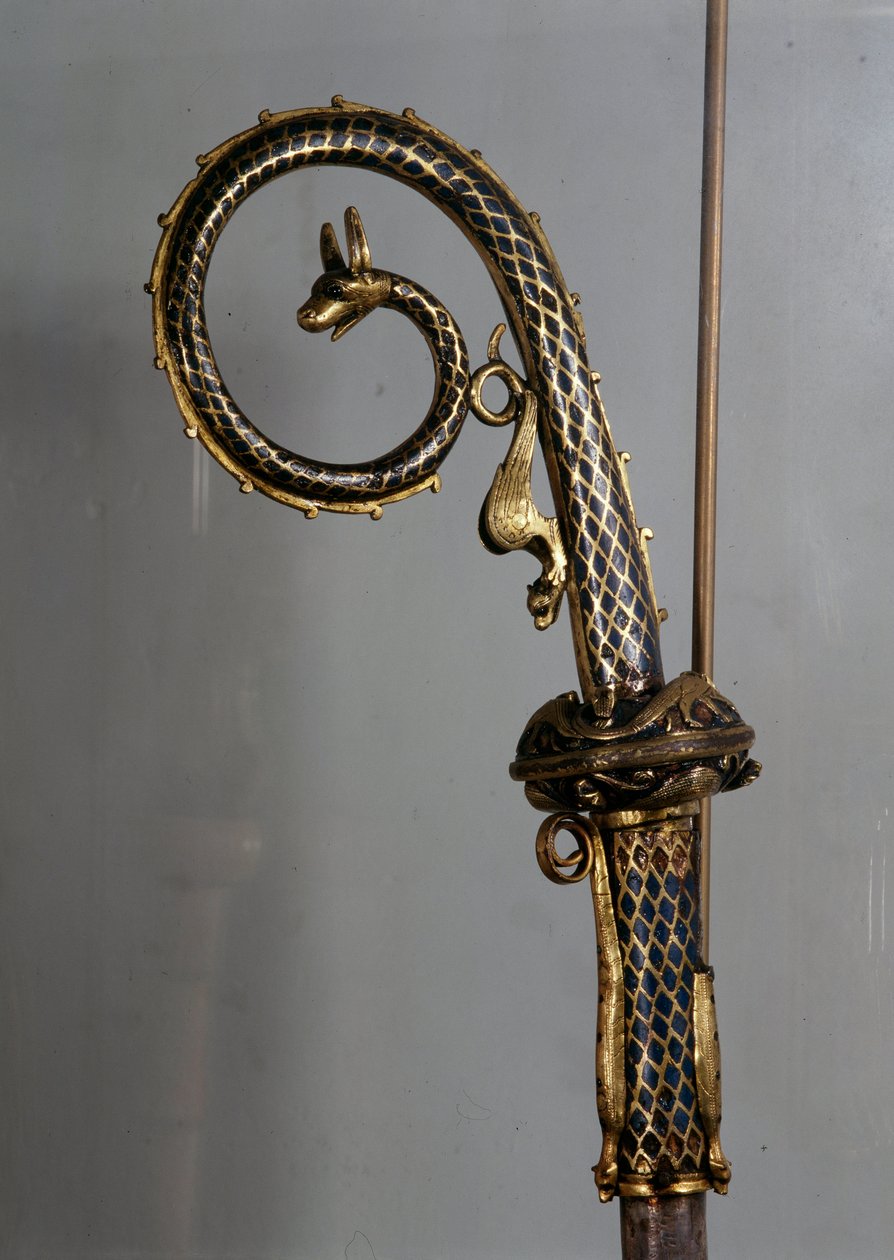 Episkopalt lager i guld och emalj (pastoral batong) detalj av Unknown artist
