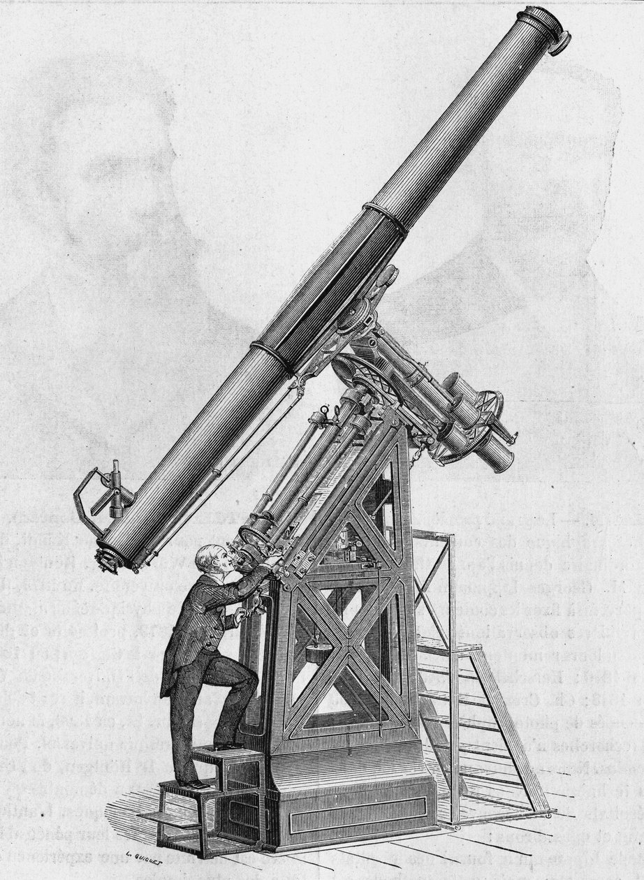 Ekvatorialramen av Paris Observatory (skala 1/40). I "Album of Science", Editions Jouvet av Unknown artist