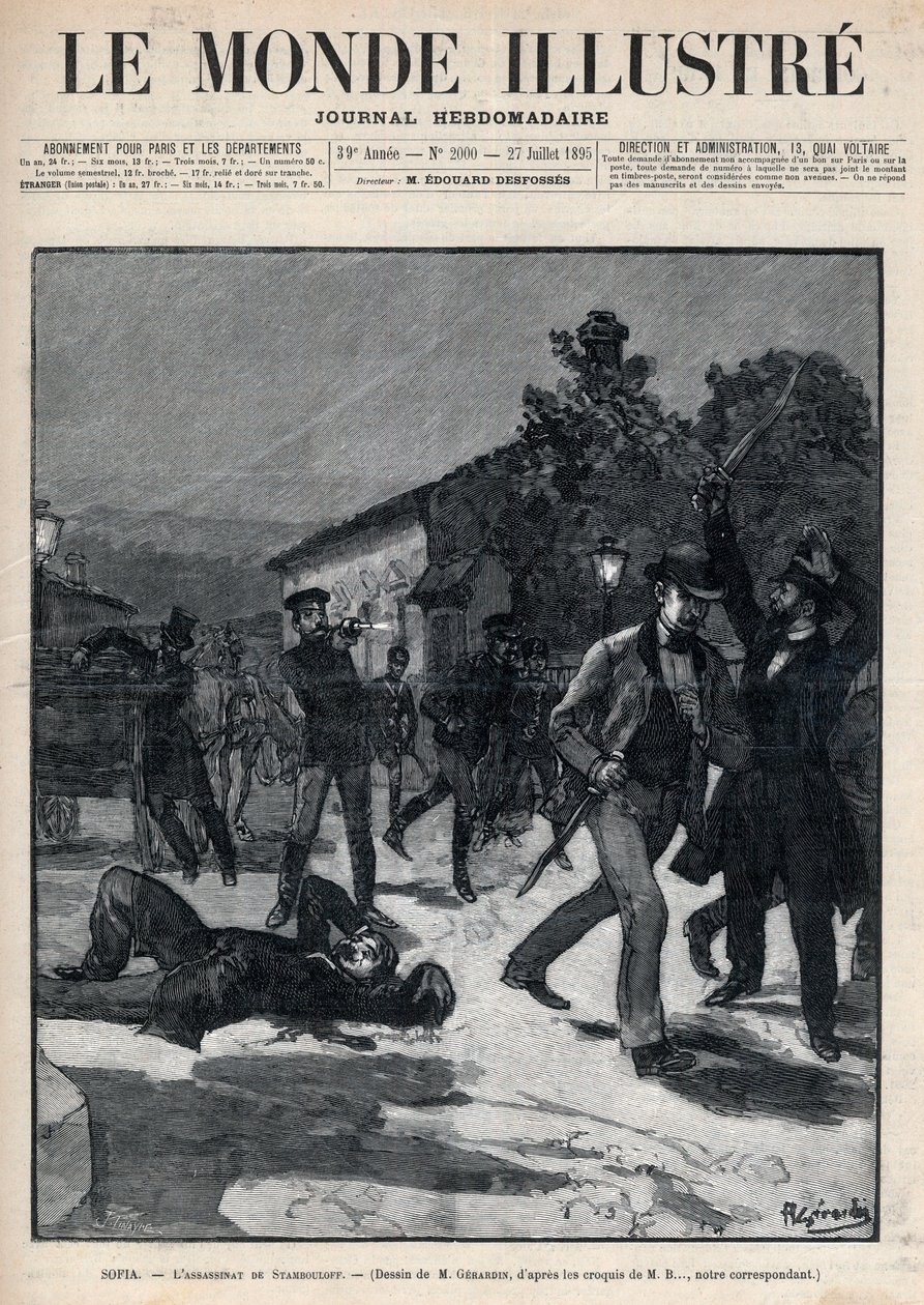 Händelser i Bulgarien: Mordet på herr Beltchef i närvaro av Stefan Stambolov (1854-95) - Sofia av Unknown artist