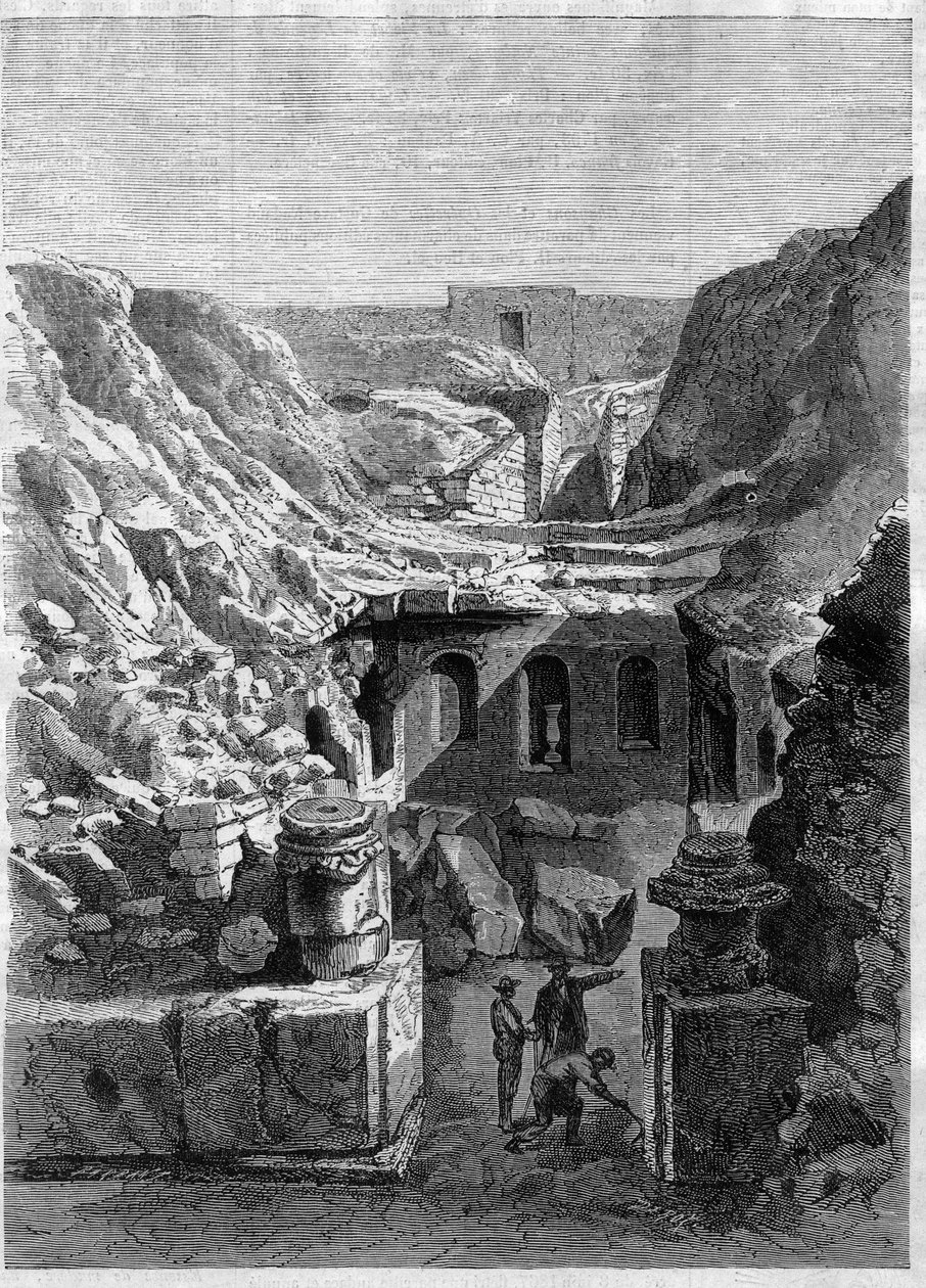 Utgrävningar gjorda i Senlis 1868 - upptäckte romerska arenor runt staden - Gravyr från 1868 av Unknown artist