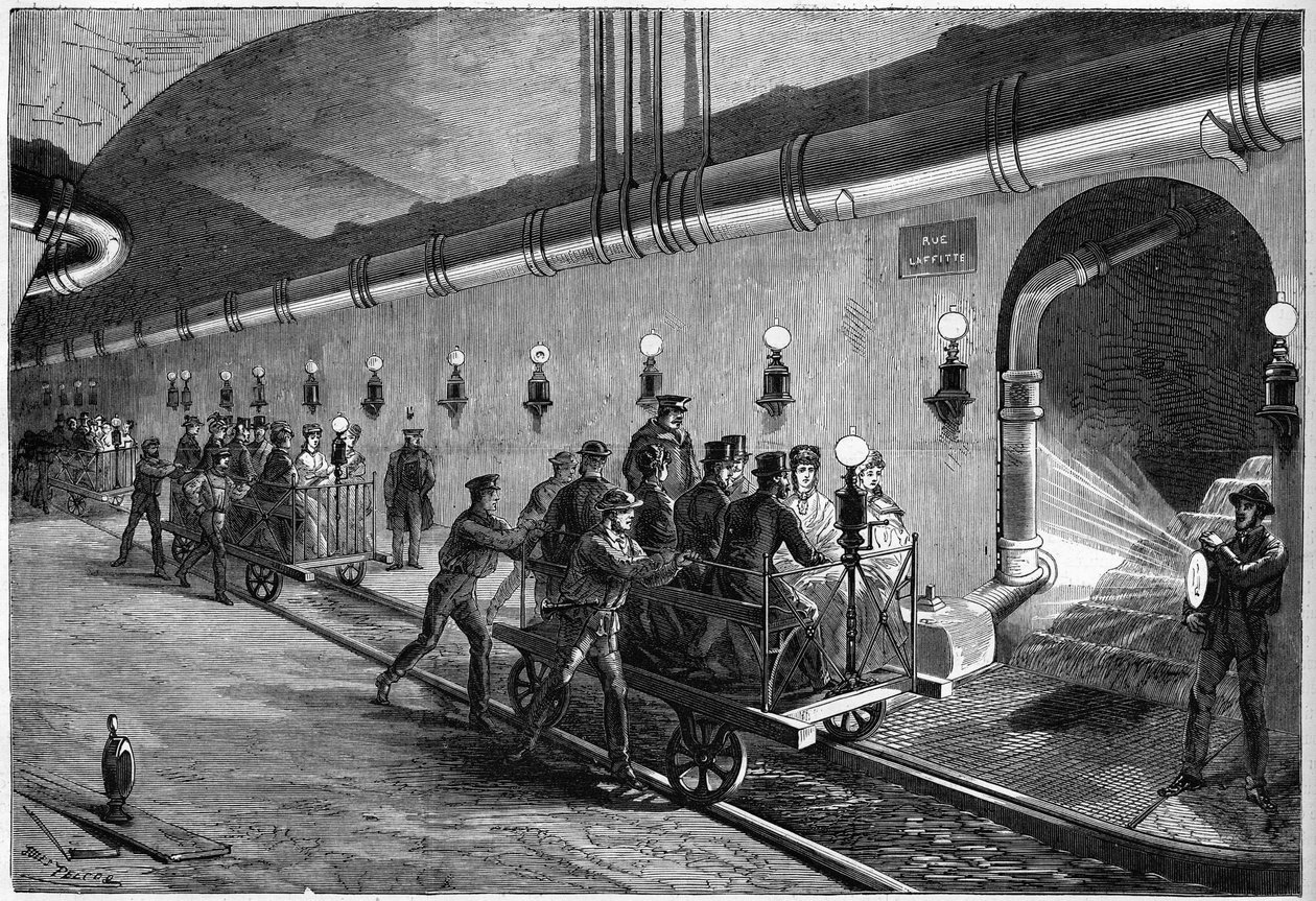 Utflykt i Paris kloaker 1872. av Unknown artist