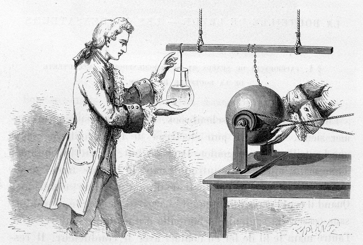 Cunéus erfarenhet: flaska Leiden - i "" Magnetism and Electricity "" av Amédée Guillemin av Unknown artist