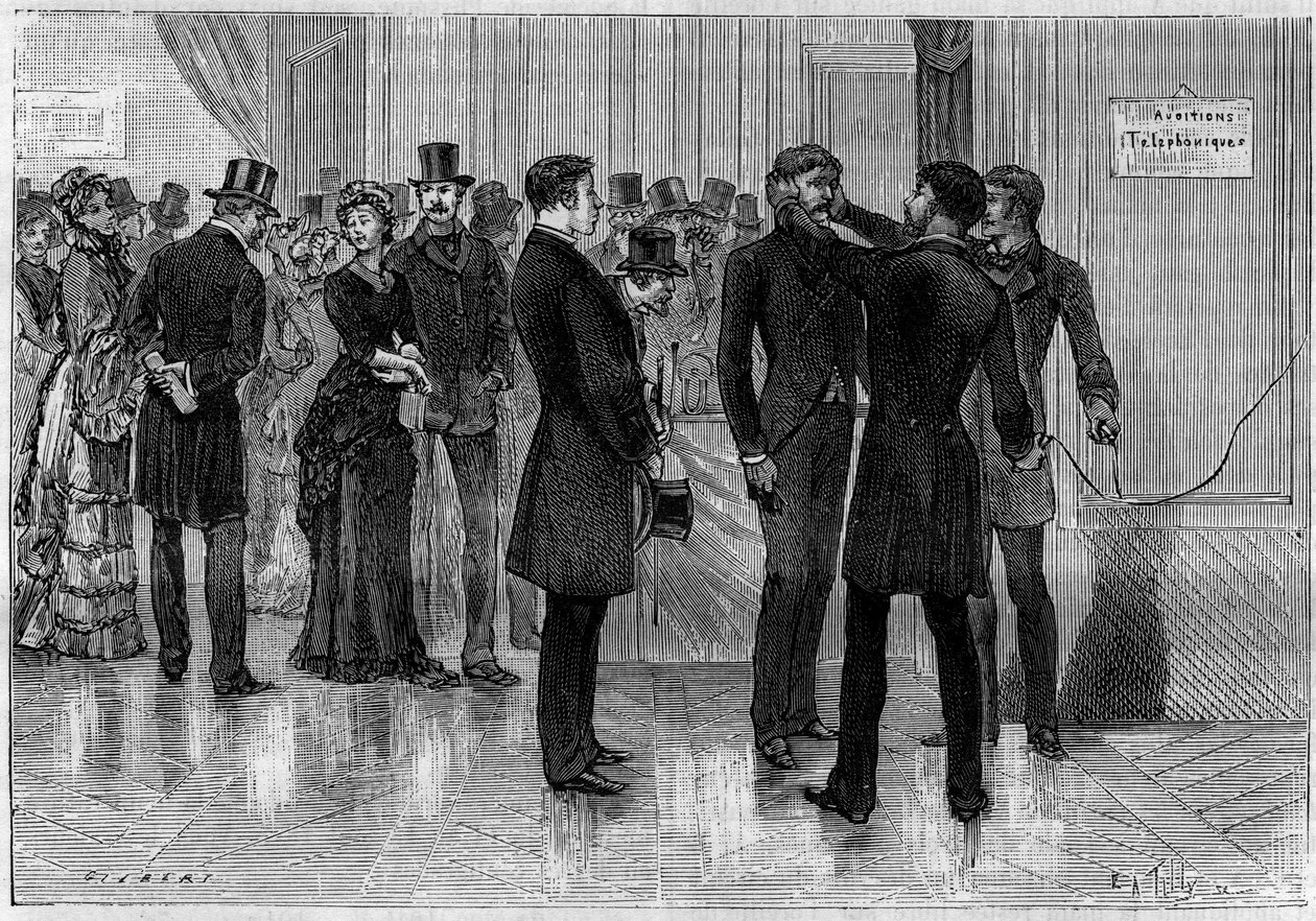 Erfarenhet av telefonsändningar utan mottagare gjorda på "Societe de Physique" i Paris, 16 april av Unknown artist