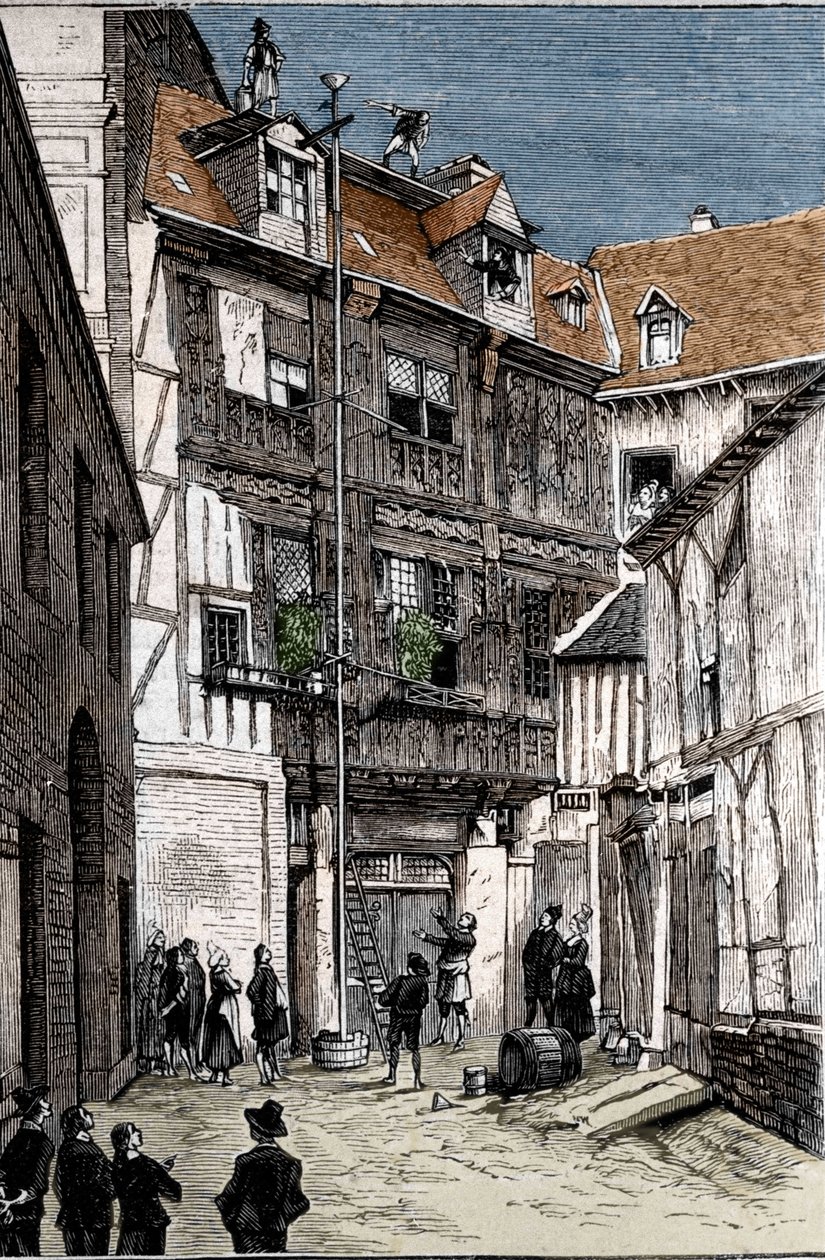 Upplevelse av vattenbarometern, utförd i Rouen av Pete et Blaise Pascal. av Unknown artist