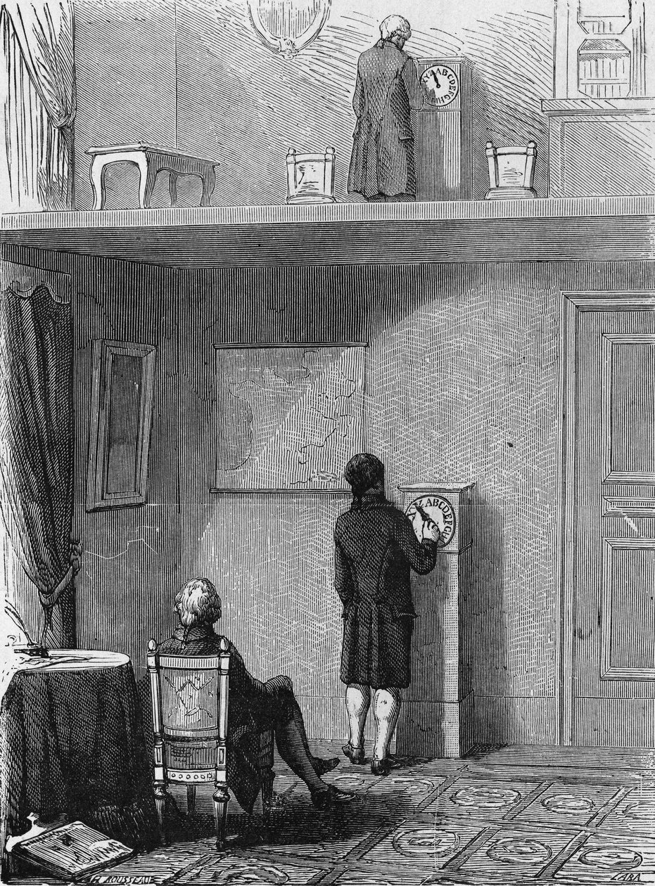 Experiment i elektronisk telegrafi utfört av Jean Alexandre före prefekten i Wien. I” Album de la Science”, Éditions Jouvet av Unknown artist