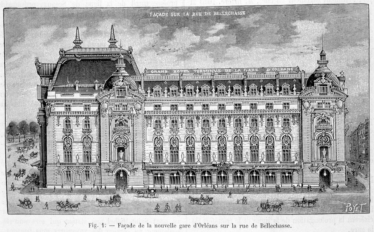 Fasaden av den nya stationen i Orléans på rue de Bellechasse - i "" La Nature"" av Unknown artist