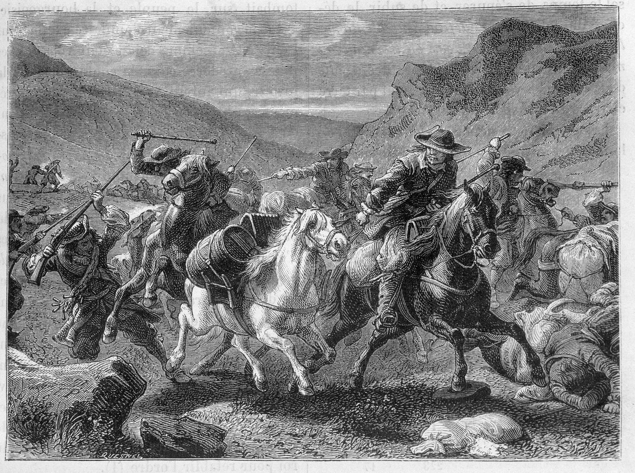 False sauniers (False sauniers) attacker i ett bakhåll av kungens soldater - i "" The wonders of industry"" av Louis Figuier av Unknown artist