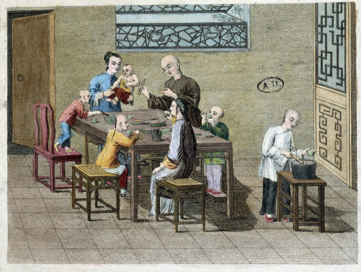 Familjemåltid i Kina på 1800-talet av Unknown artist