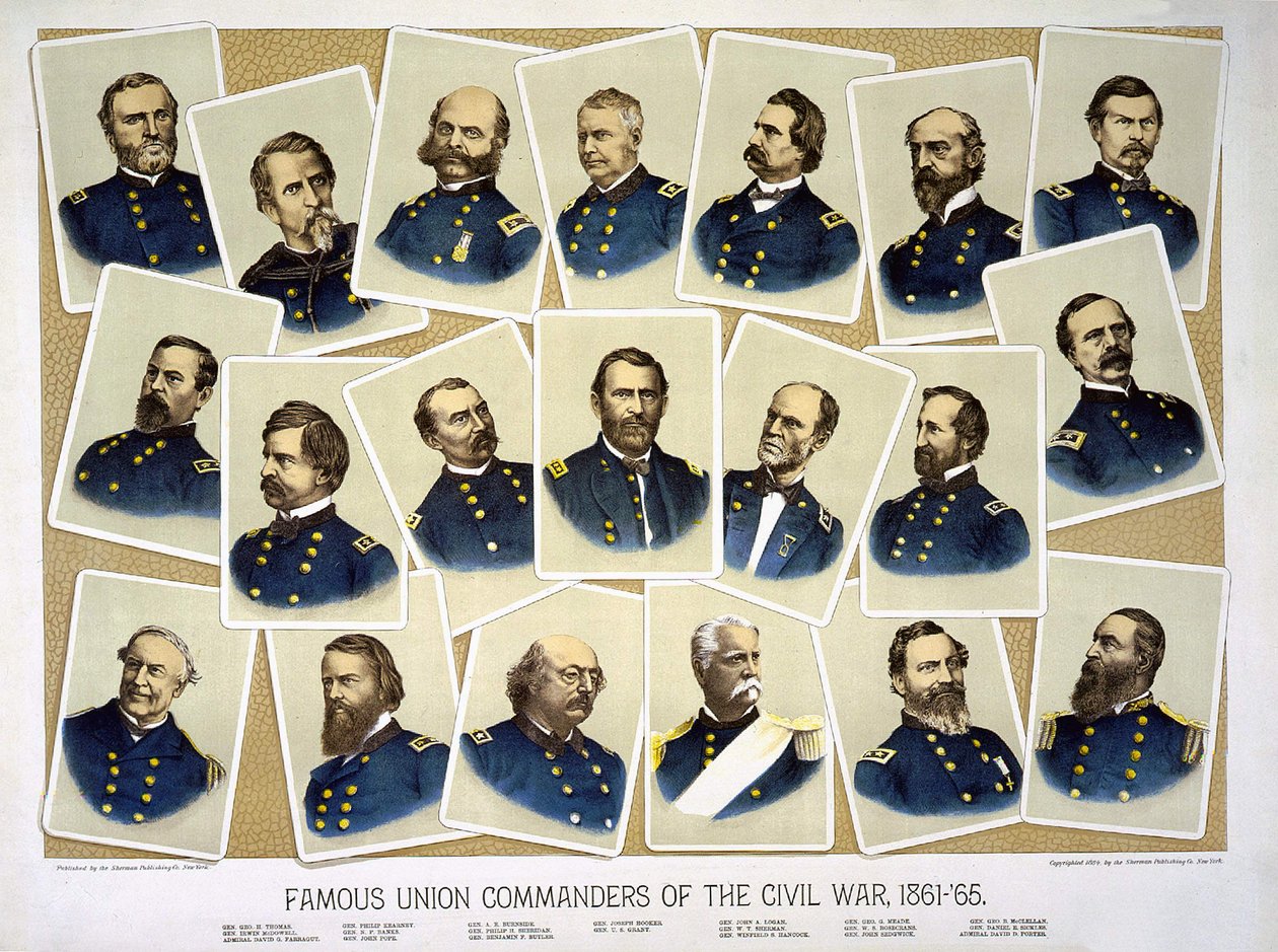 Berömda fackliga chefer för inbördeskriget 1861 - 65. Gravyr v. 1884. av Unknown artist