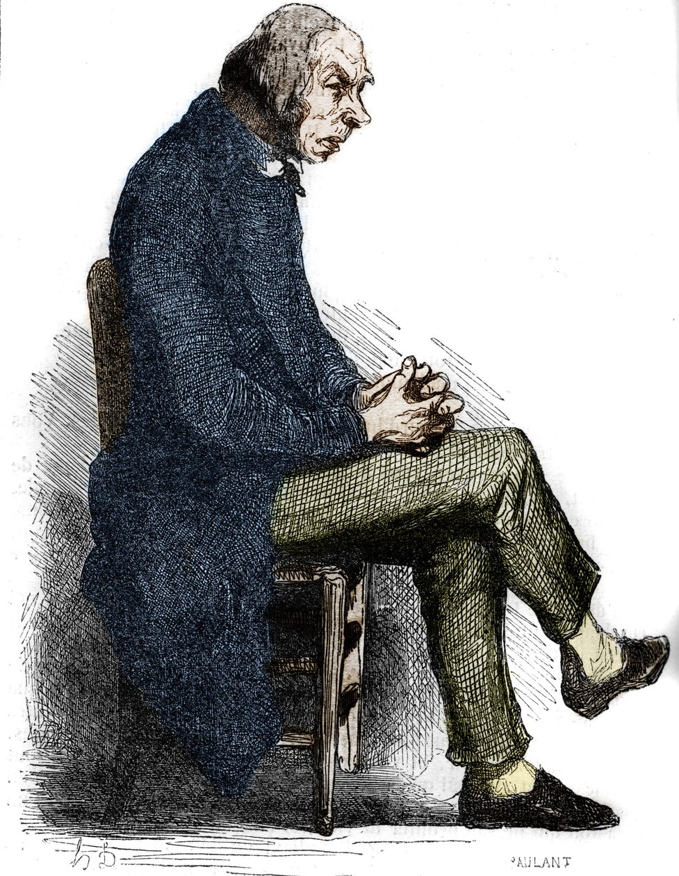 Fader Goriot. Gravyr i mitten av 1800-talet. Illustration till "The Father Goriot" av Honore de Balzac (1799-1850). av Unknown artist
