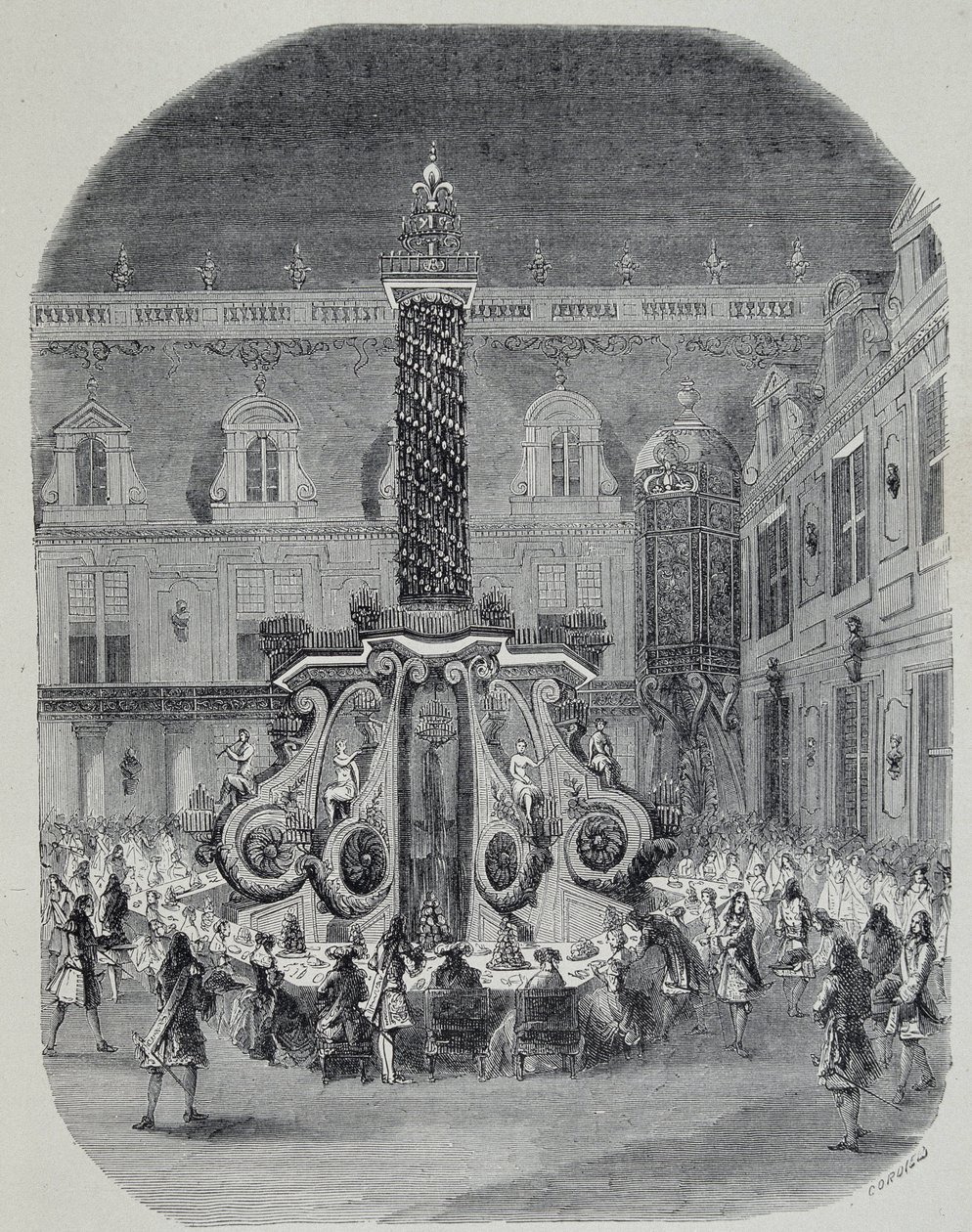 Ludvig XIV:s högtid (fest på marmorgården i Versailles). av Unknown artist