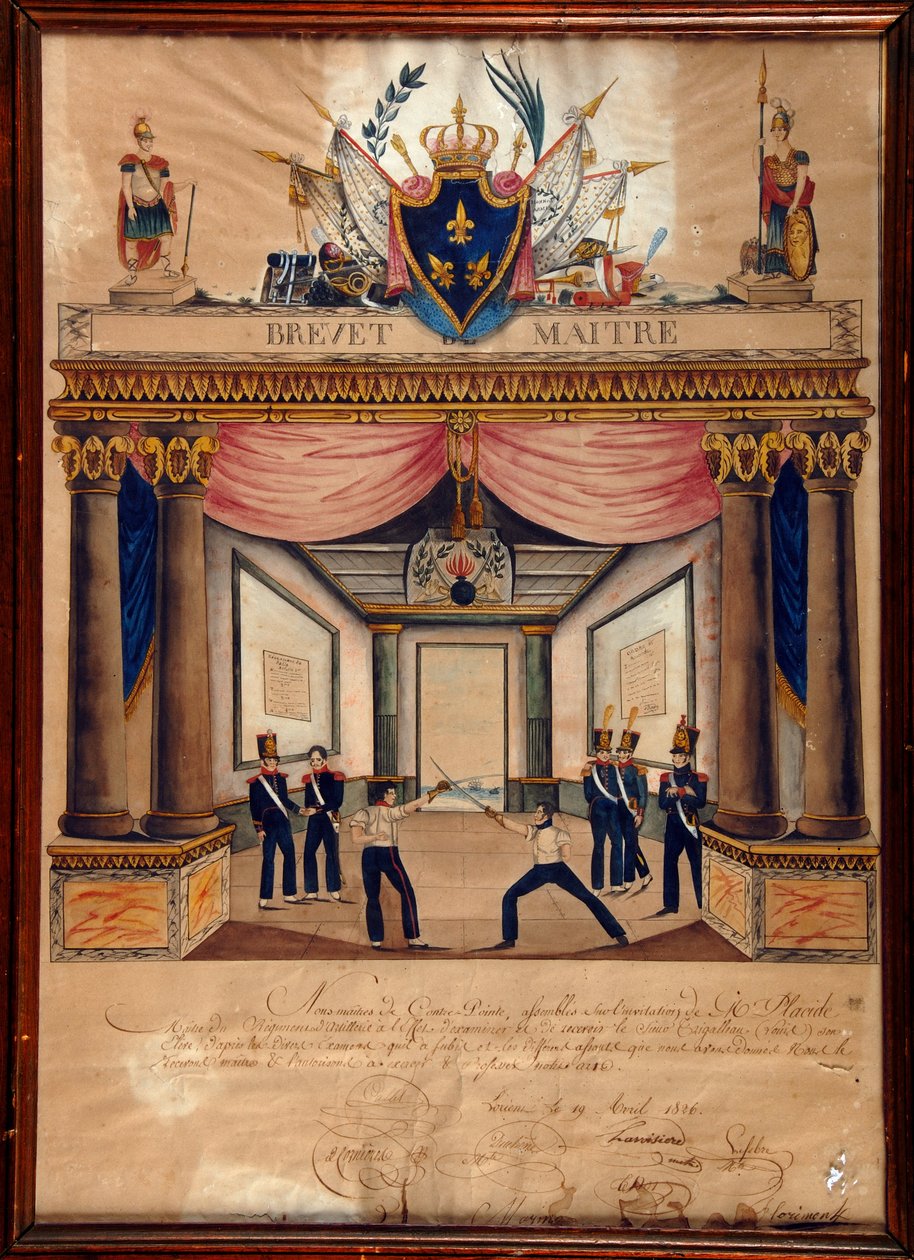 Fäktning: patent av Cont pointe från april 1826. av Unknown artist
