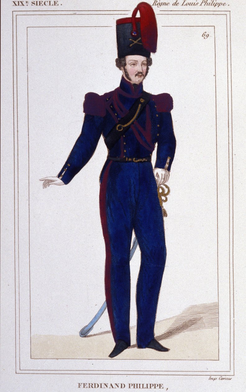 Ferdinand Philippe (Ferdinand-Philippe) Louis, hertig av Chartres, sedan hertig av Orléans (1810-1842). Fransk prins, son till kung Louis Philippe 1er (Louis-Philippe) av Frankrike. Gravyr från 1850 av Unknown artist