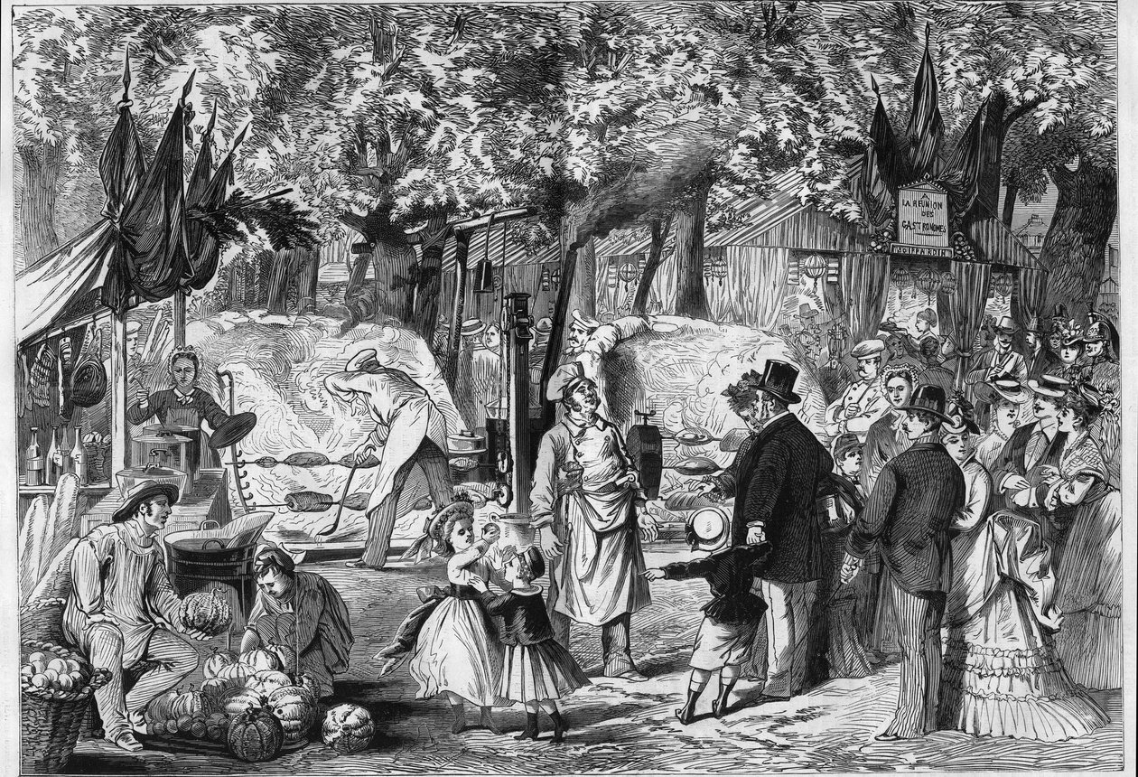 Fete des Loges: Ett rotisserie inrättat i skogen Saint Germain (Saint-Germain) nära Paris av Unknown artist