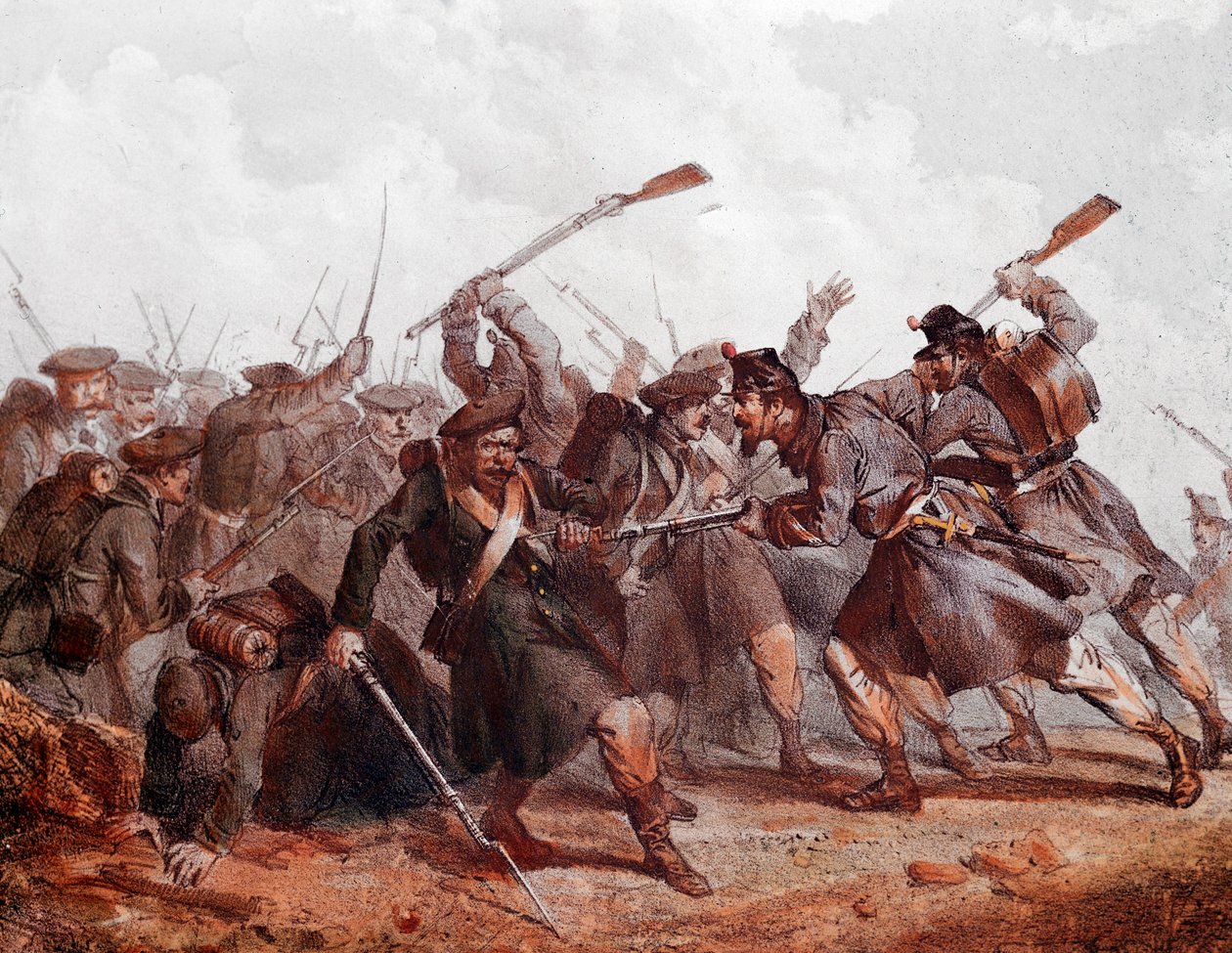 Kamp mellan den ryska armén och den engelska, ottomanska och franska koalitionen av Unknown artist