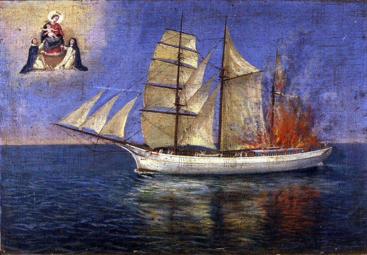 Brand ombord på en skola. av Unknown artist
