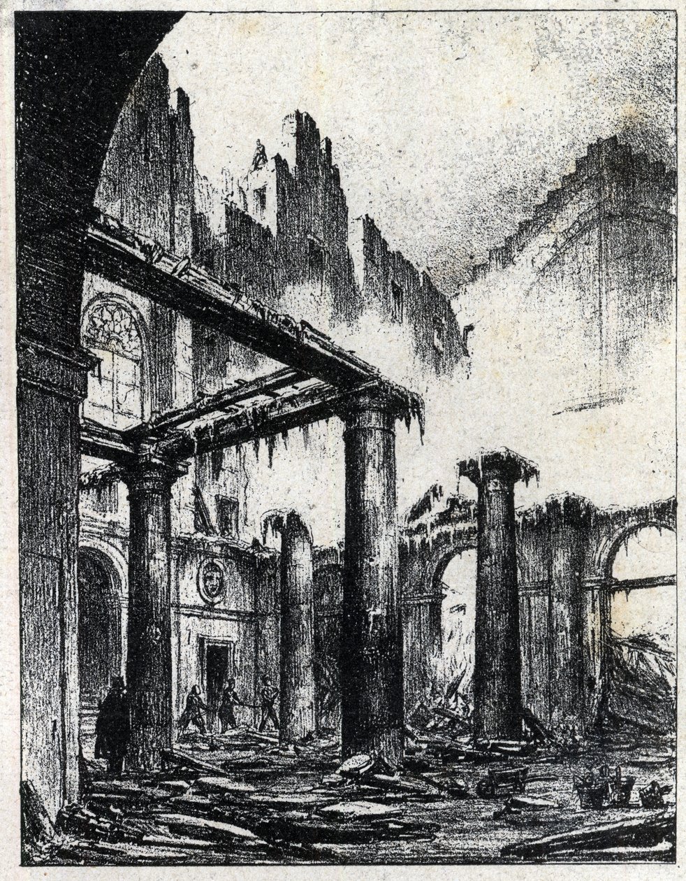 Brand på den italienska teatern i Paris 1838 av Unknown artist