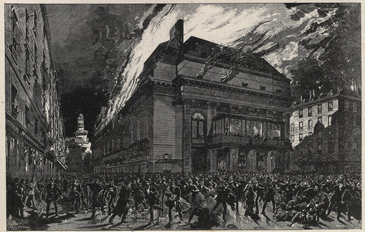 Fire of the Opera comique i Paris den 25 maj av Unknown artist