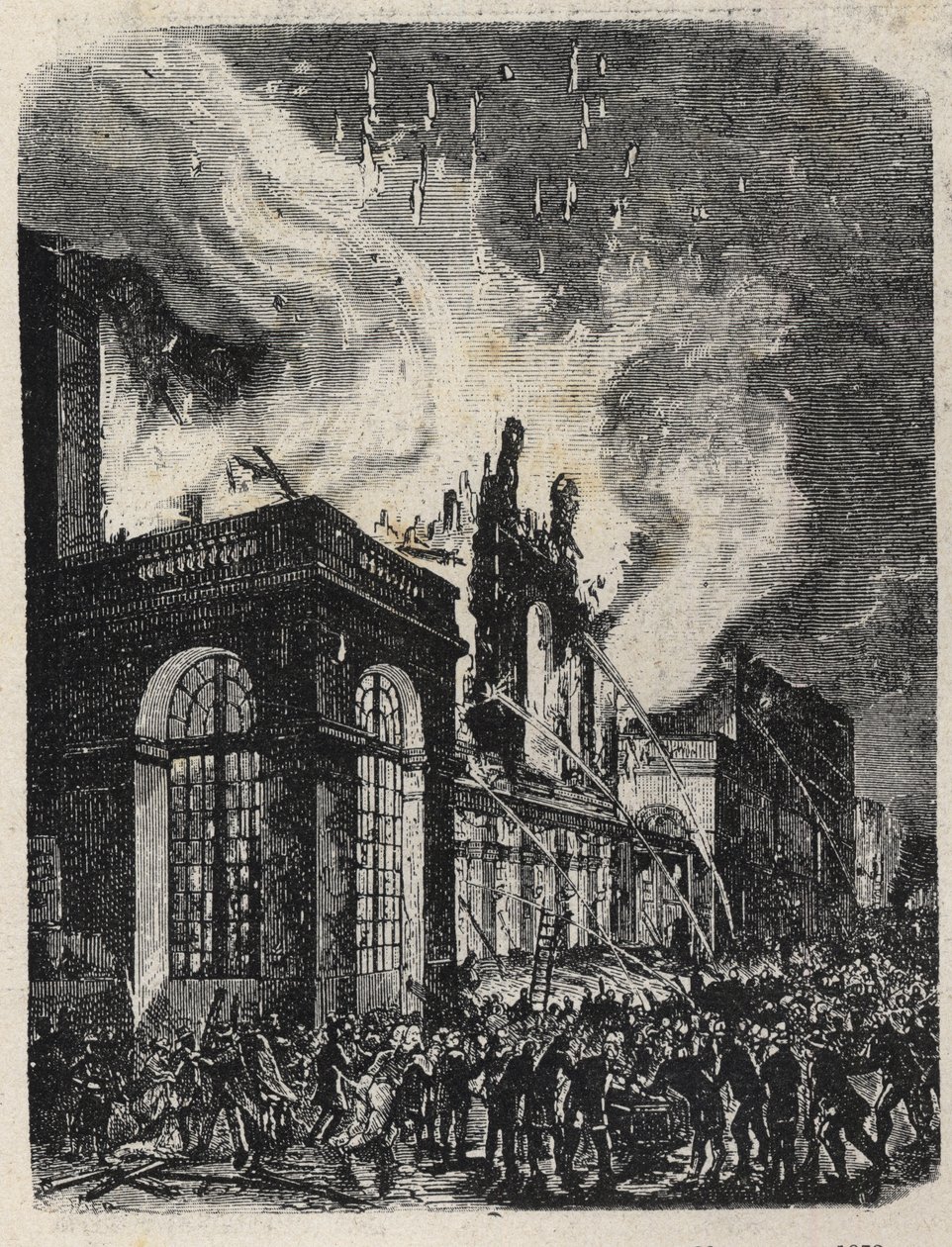 Brand på Opera de la rue Lepelletier (Le Peletier) i Paris den 28 oktober av Unknown artist