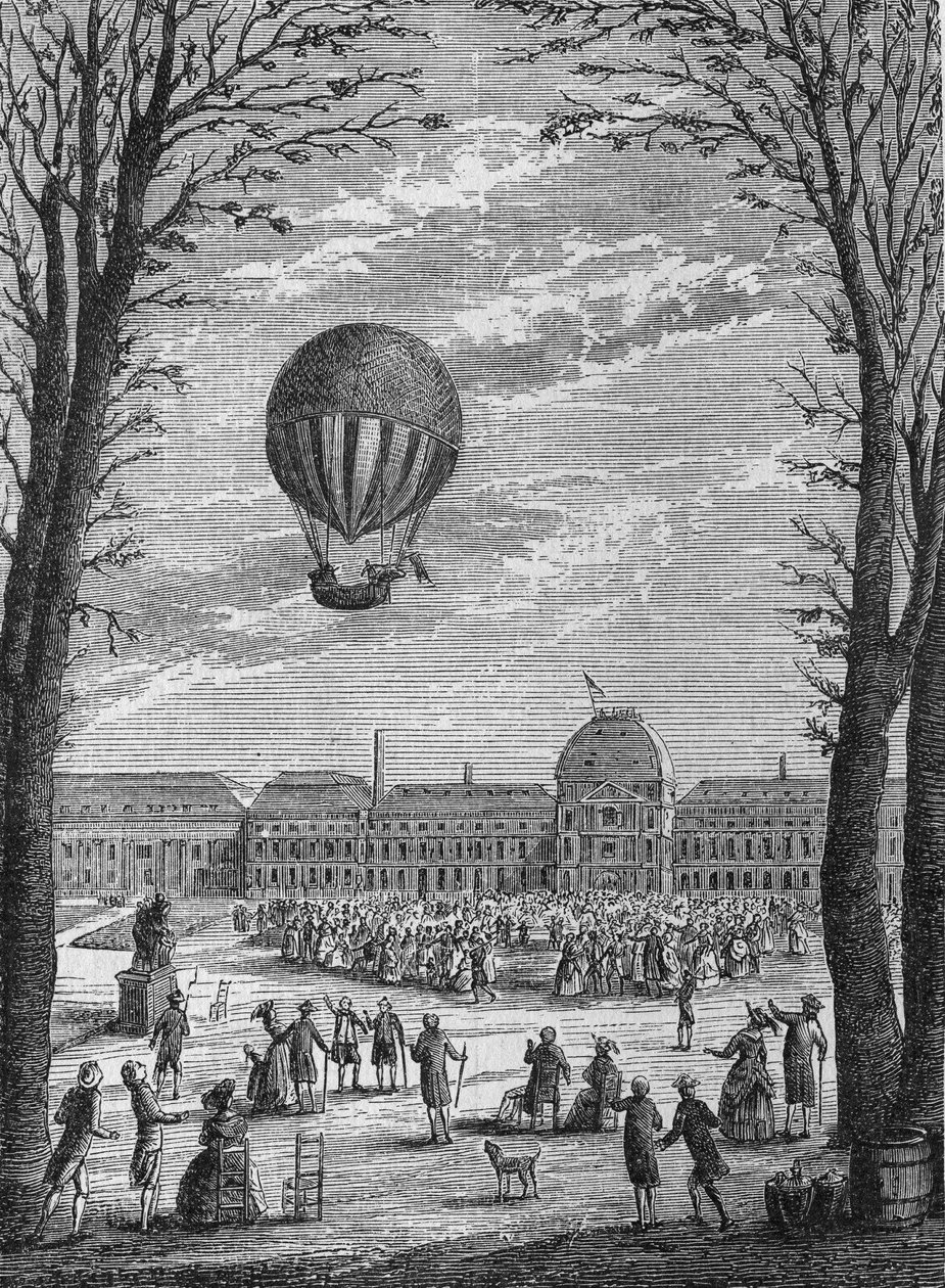 Första flygresan till en vätgasaerostat av Charles och Robert, 1 december av Unknown artist