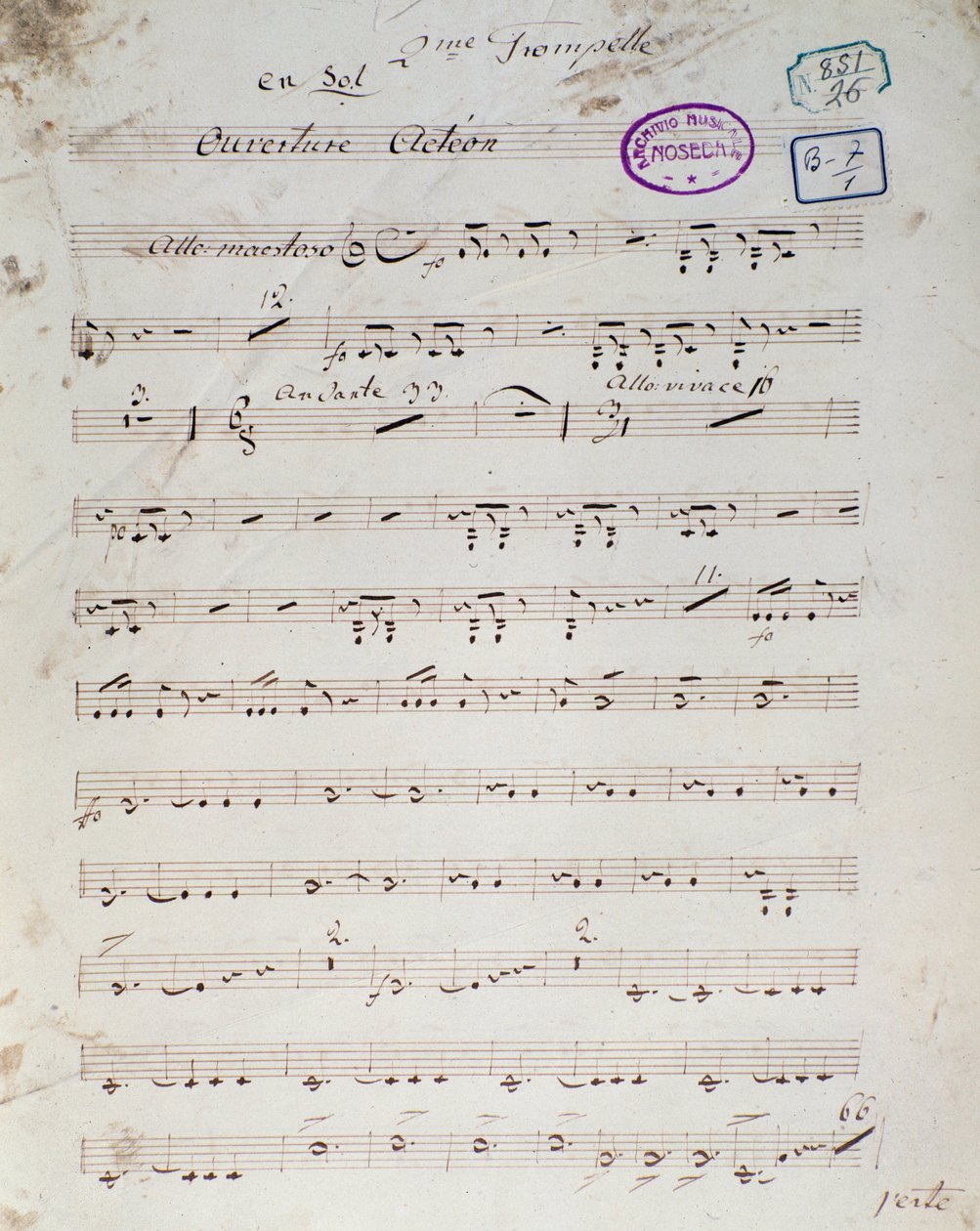 Första sidan av musikaliska partitur av "" Acteon"" engelsk opera comique av Daniel Francois Esprit Auber av Unknown artist