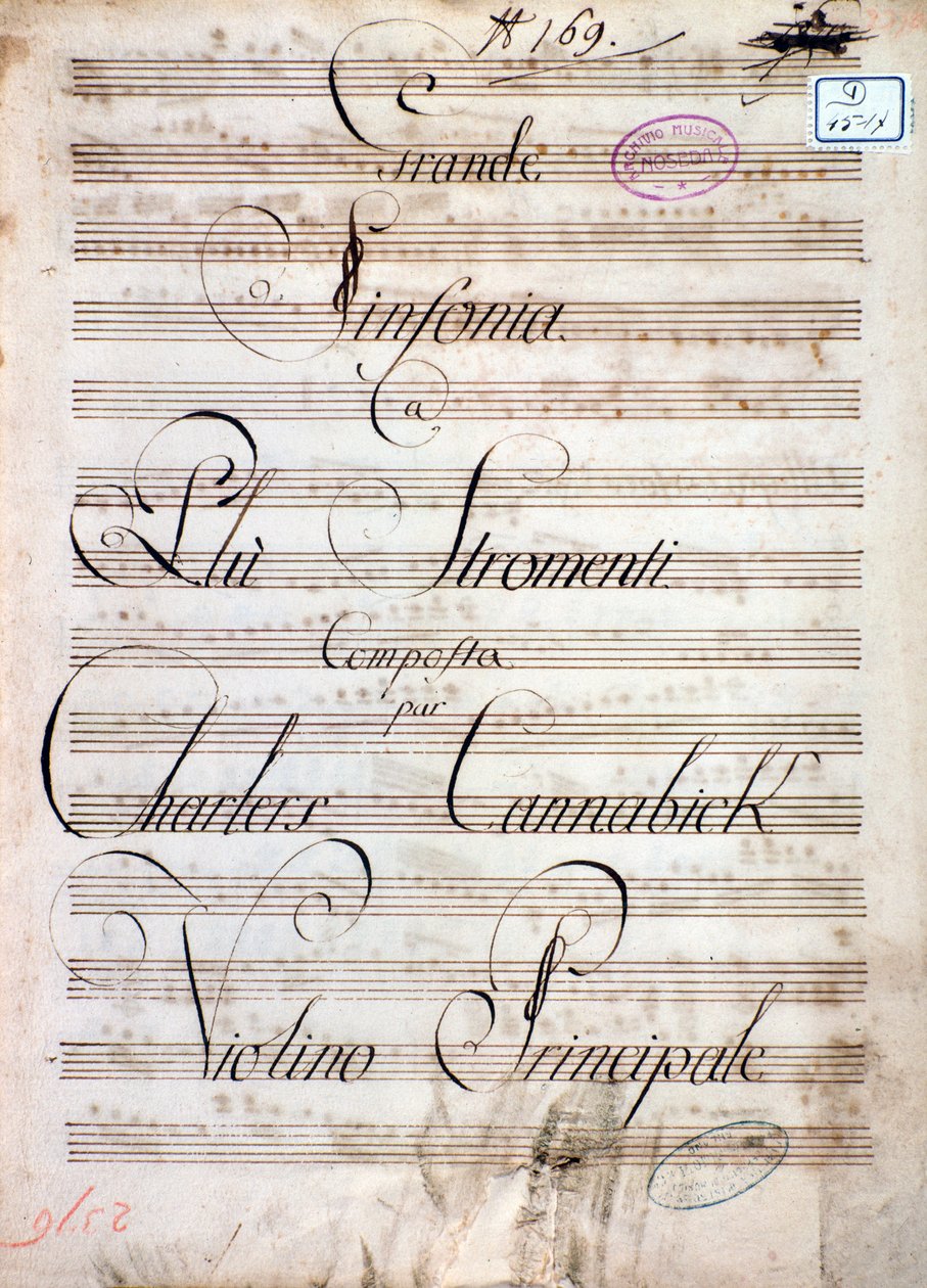Första sidan av noterna till den stora symfonin (Op. 8) av Carl August Cannabich av Unknown artist