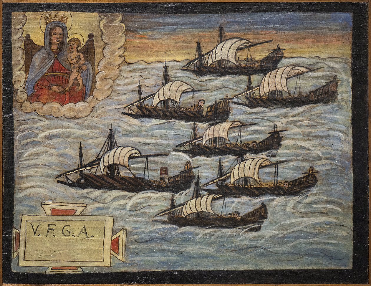 Tidigare voto (ex voto) sjöman, populärt erbjudande som ett löfte om hängivenhet och tacksamhet från sjömannen som överlever till farorna med havet som kommer från kyrkan av den välsignade jungfrun av Neapelbågen (Madonna dell