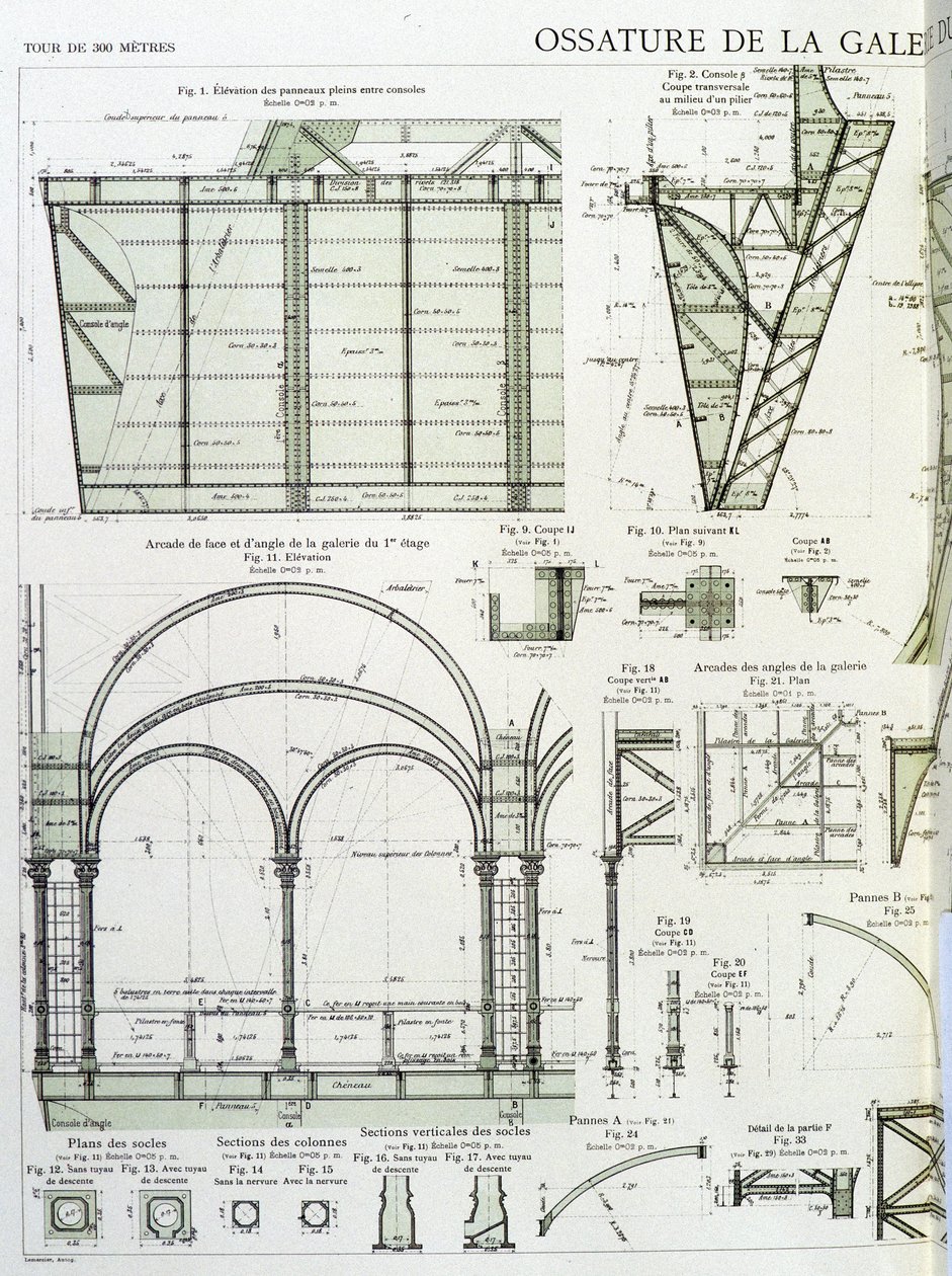 Ram av galleriet på första våningen i Eiffeltornet - industriell design av Unknown artist