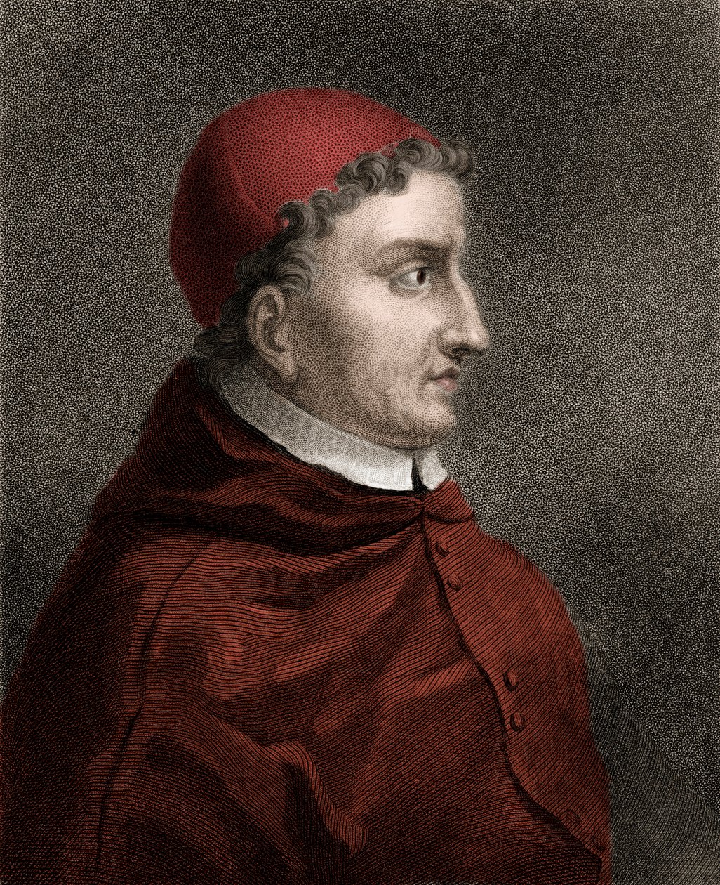 Francisco Jimenez de Cisneros (Gonzalo Jimenez de Cisneros) (1436-1517) kardinal, religiös reformator och spansk statsman - Gravyr från 1800-talet av Unknown artist