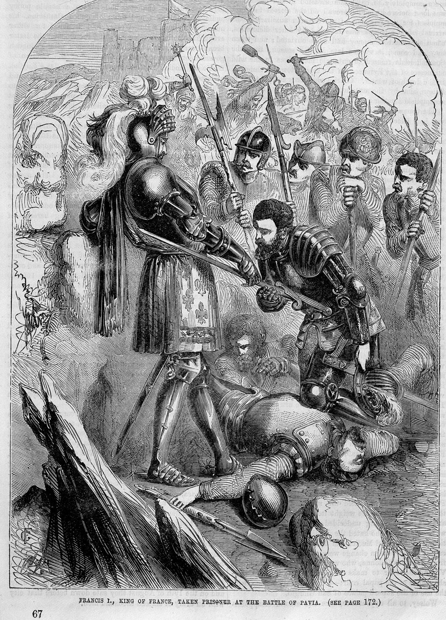 Francois I togs till fånga i slaget vid Pavia (1525) av Unknown artist