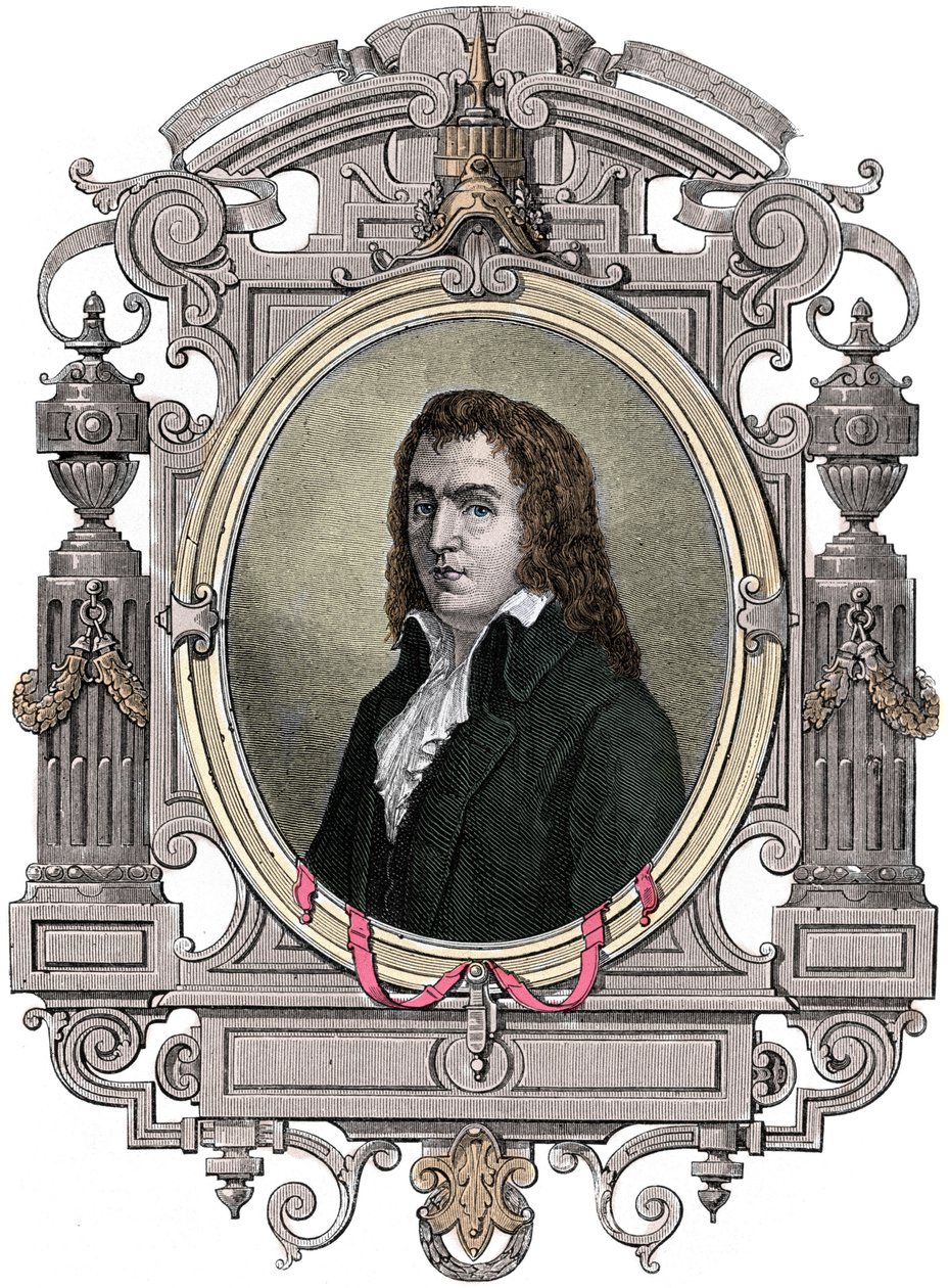 Franska revolutionen: "" Porträtt av Francois Babeuf dit Gracchus (1760-1797) revolutionaire"" Gravyr från 1800-talet. av Unknown artist