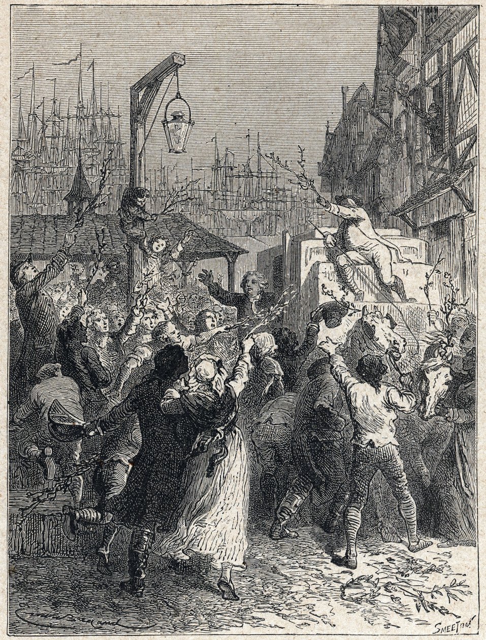 Franska revolutionen: Triumf för Honore Gabriel (Honore-Gabriel) Riqueti, greve av Mirabeau (1749-1791) gick in i staden Marseille 1789. Gravyr från 1889. Privat samling. av Unknown artist