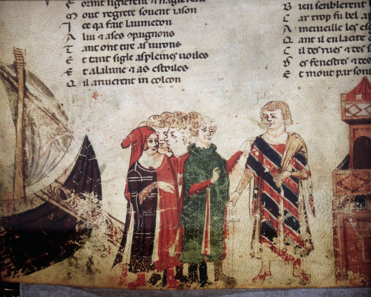 Fransk köpman i Venedig. Miniatyr av "Roman de Troy"" av Benoit de Saint Maure. 1300-talets Biblioteca Marciana, Venedig av Unknown artist