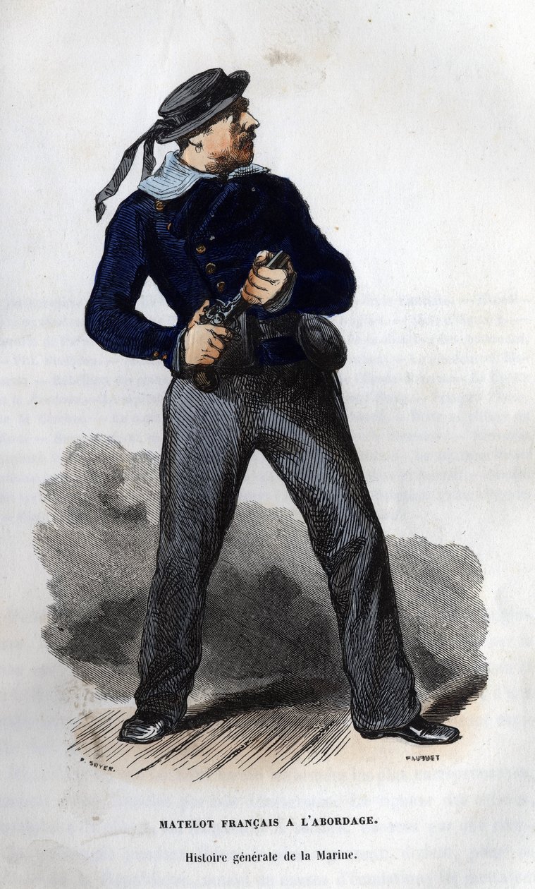 Fransk sjöman redo för kollision. i "" General Naval History"" av Van Tenac av Unknown artist