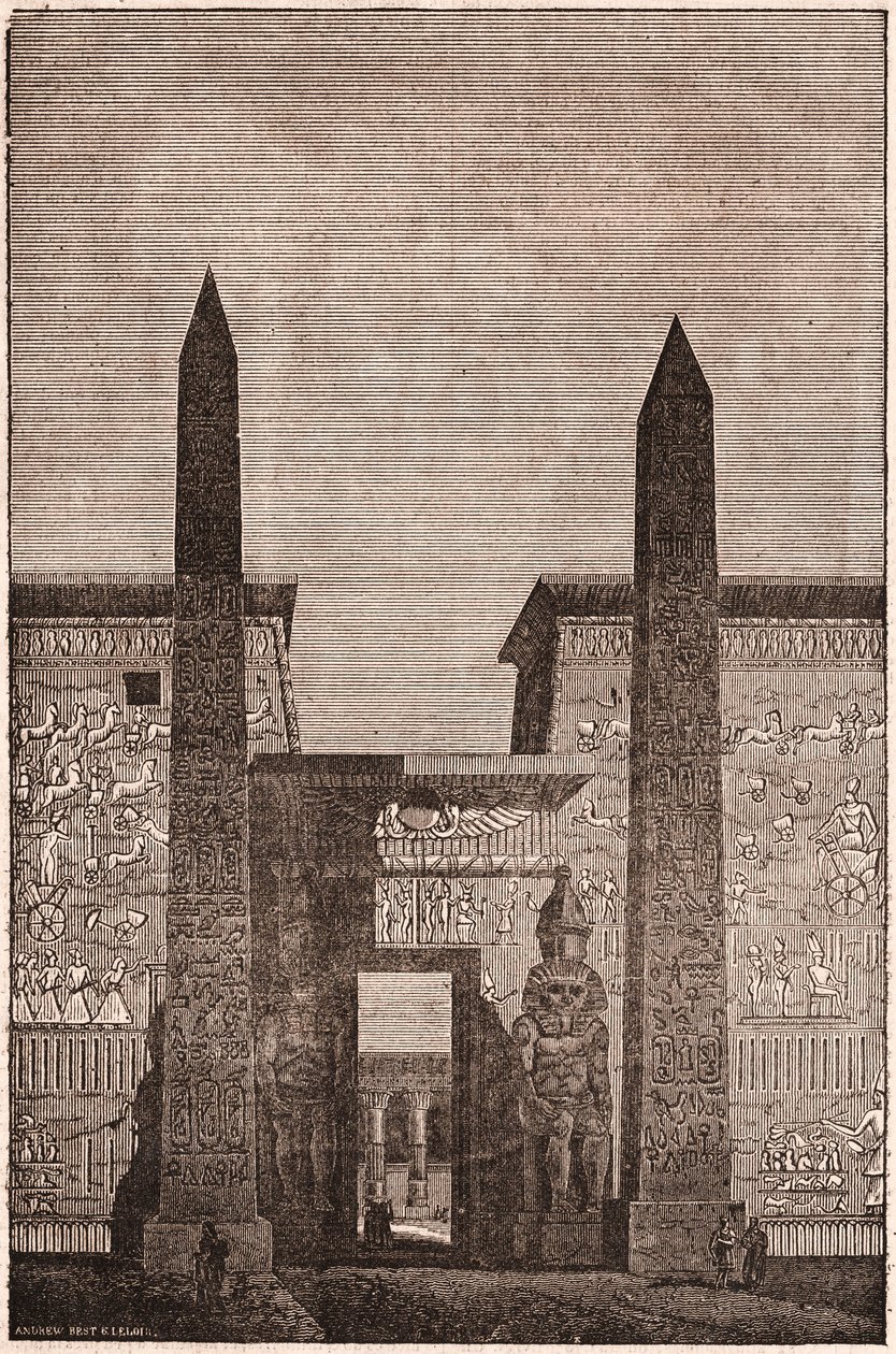 Framifrån av en rekonstruktion av Luxor Obelisks i Egypten av Unknown