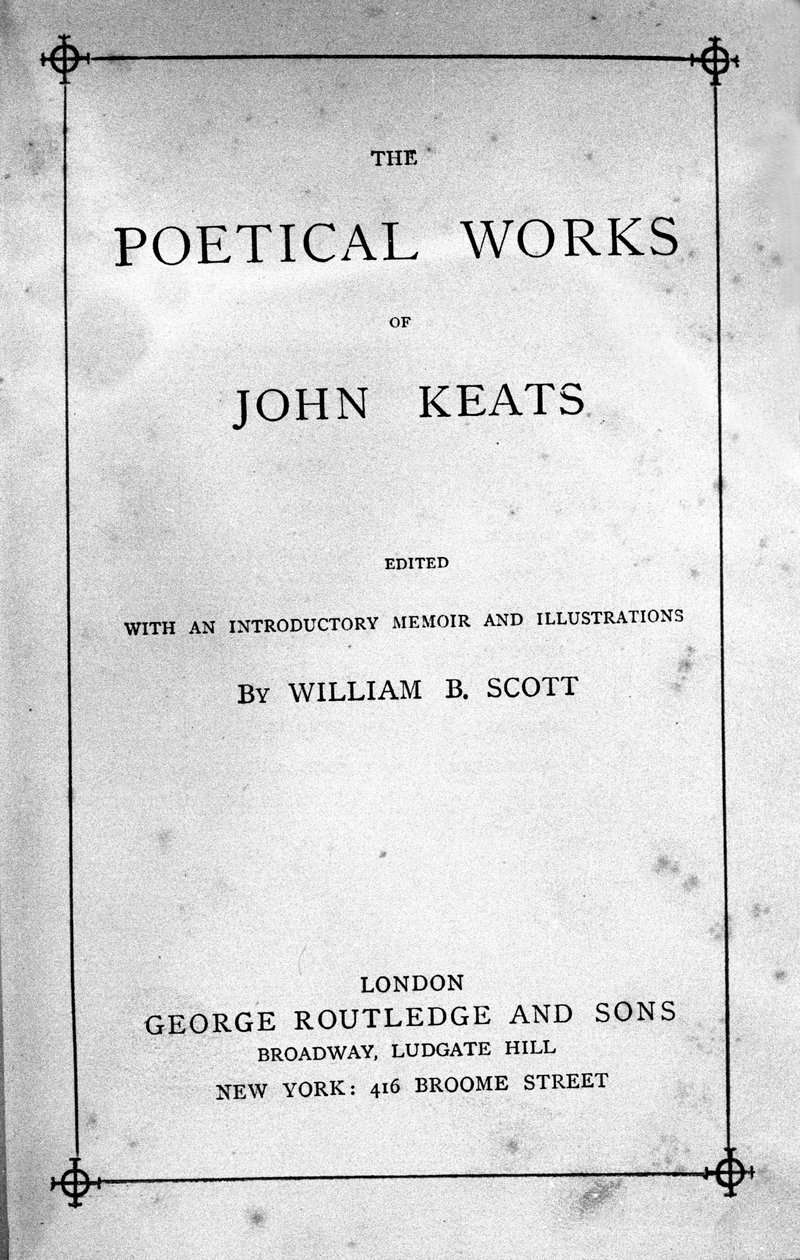 Frontispice av "" Poetical Works"" av poeten John Keats (1795-1821) 1800-talet av Unknown artist