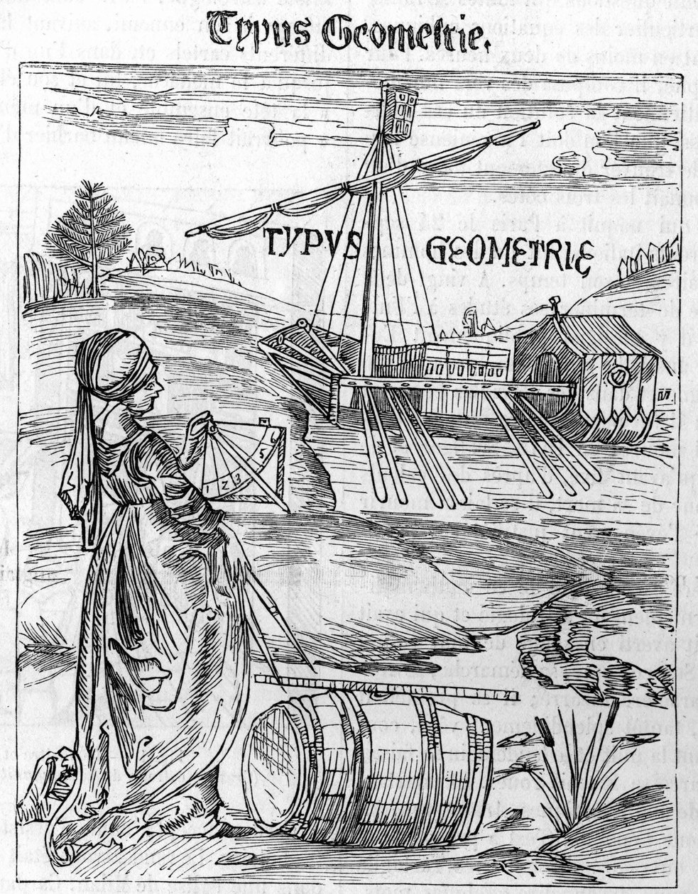 Frontispice of geometri i "Margarita Philosophica" av Gregor Reisch (1467-1525) av Unknown artist