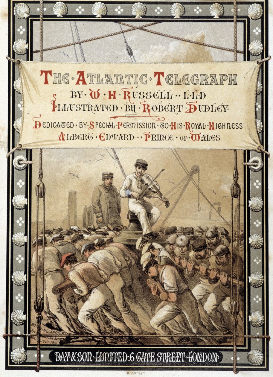 Frontispice av boken "" The Atlantic telegraph"" av W. H. Russel, ca. 1860 av Unknown artist