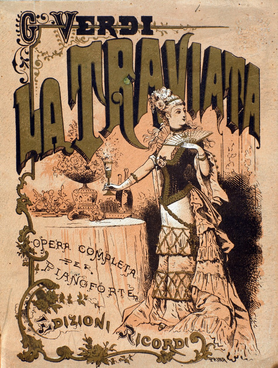 Frontispice av partituret till operan "La Traviata"" av Giuseppe Verdi (1813-1901) Privat samling från 1800-talet av Unknown artist