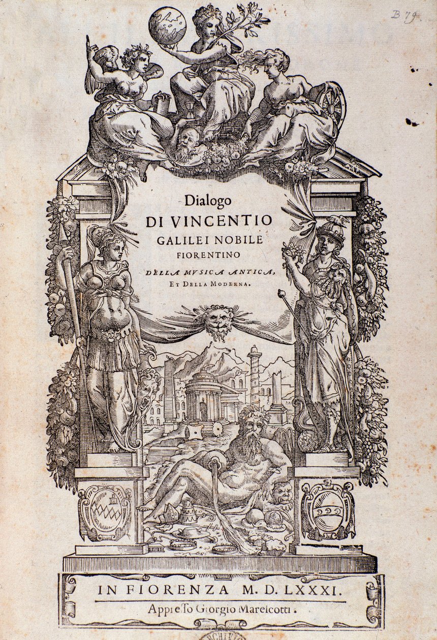 Frontispice från Dialogue of ancient and modern music av Vincenzo Galilei av Unknown artist