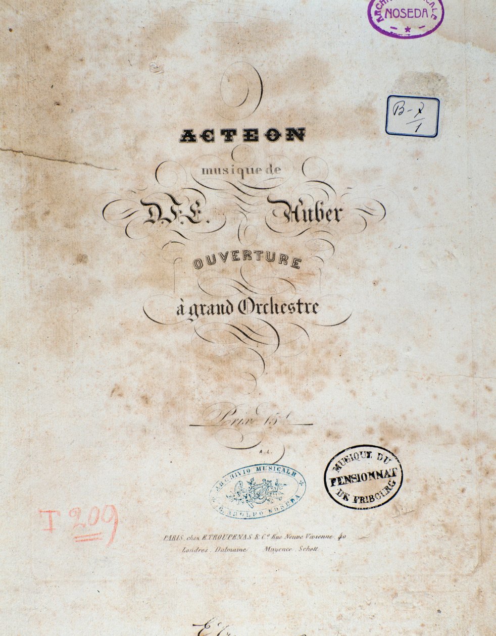 Frontispice av ""Acteon"" engelsk komisk opera av Daniel Francois Esprit Auber av Unknown artist