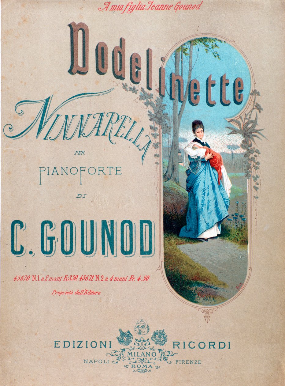 Frontispice av Dodelinette, vaggvisa av Charles Gounod skapad för sin dotter av Unknown artist