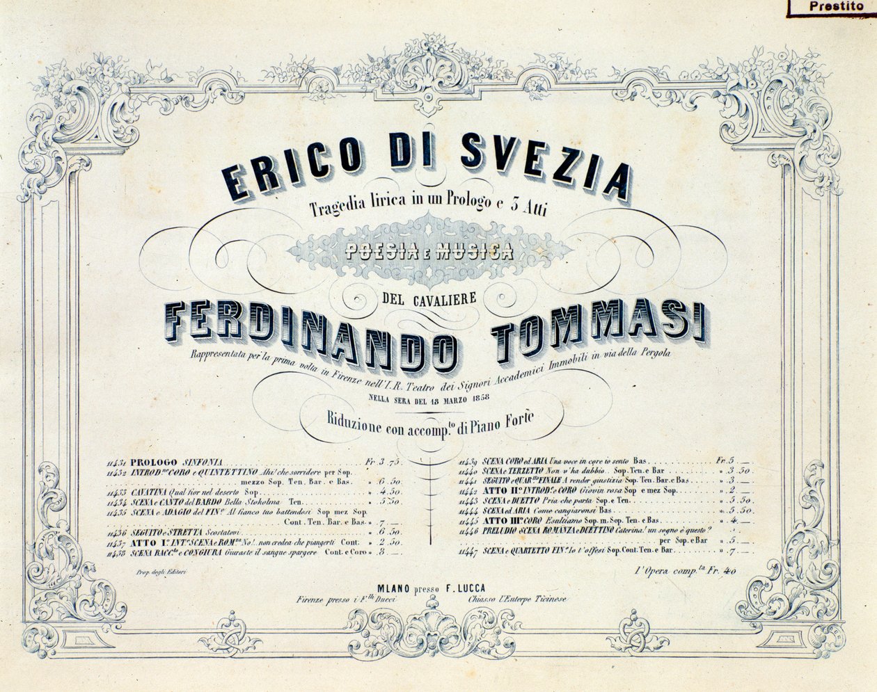 Frontispice av Henrik av Sverige, verk av Ferdinando Tommasi av Unknown artist