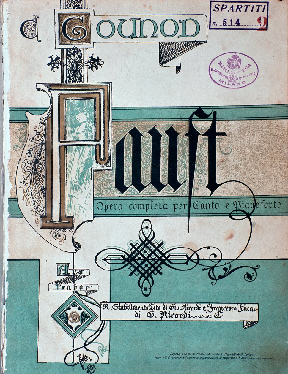Frontispice av Faust, opera av Charles Gounod av Unknown artist