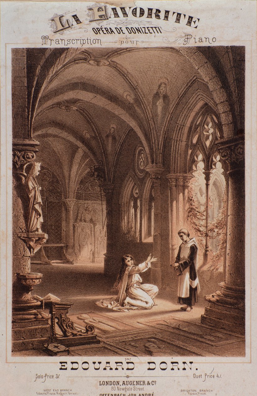 Frontispice av La favorite, opera av Gaetano Donizetti (gravyr av Unknown artist