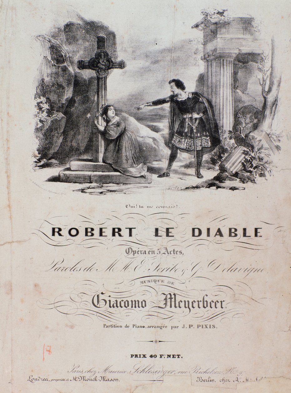 Frontispice av Robert le diable, opera av Meyerbeer (1800-talet) av Unknown artist