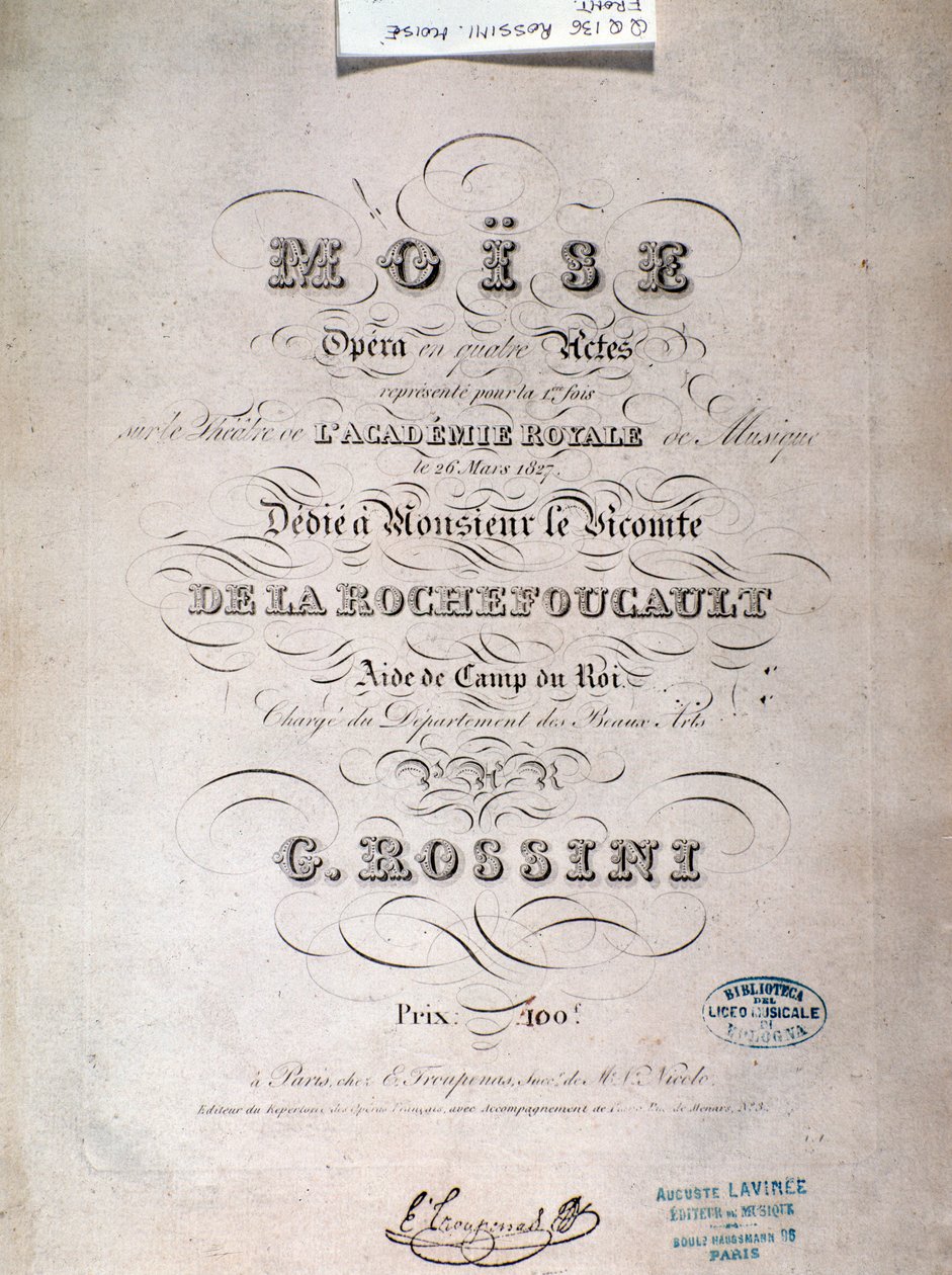 Frontispice av musikmusik av Moses i Egypten av Gioacchino Rossini av Unknown artist