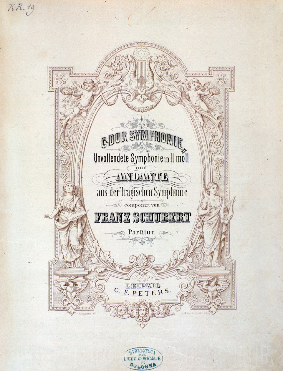 Frontispice av partitur av Unfinished symfoni av Franz Schubert av Unknown artist